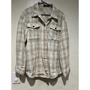 Trendy Queen Plaid‎ Flannel Shirt Jacket Oversized Women's Size L